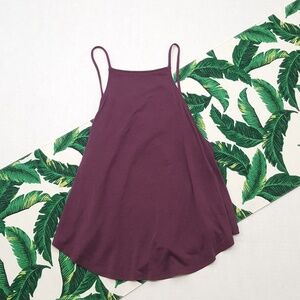 Silence + Noise Cropped Open Back Cami burgundy
